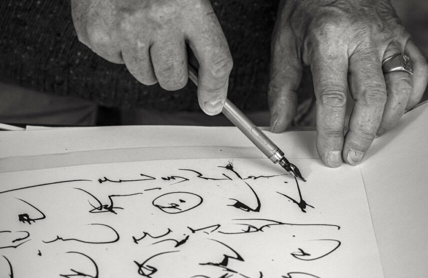 Artist's hand drawing