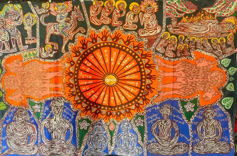 Toile monumentale de l’artiste birman engagé Htein Lin
