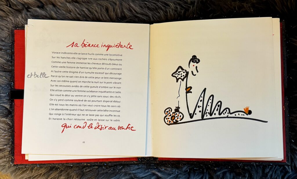 livre d'artiste avec un dessin de Sonia Rykiel