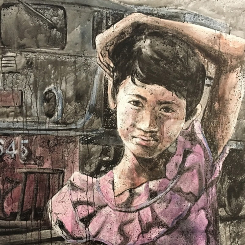 Peinture de l'un des artistes les plus connus du Myanmar, Street Story